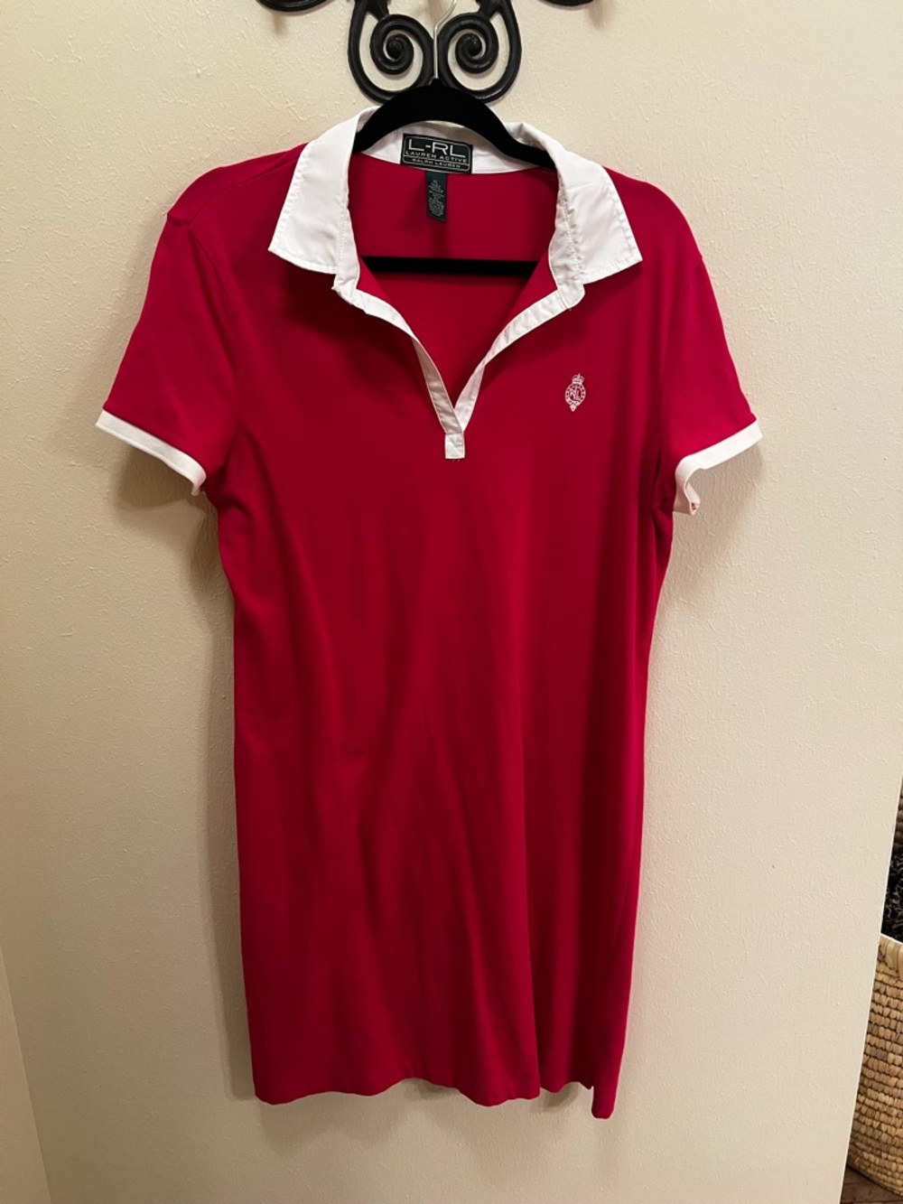 Ralph Lauren Red Polo Active Wear with White Collar
